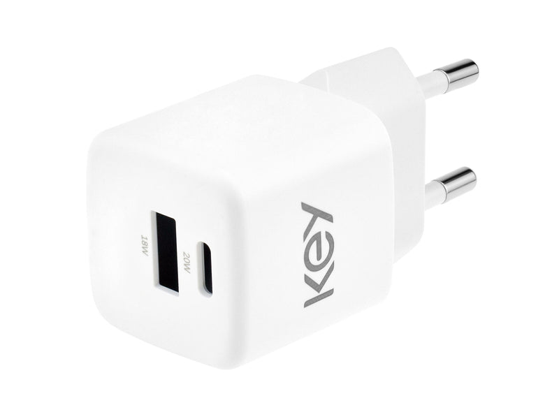 KEY 20W Duo Strømadapter USB-A og USB-C