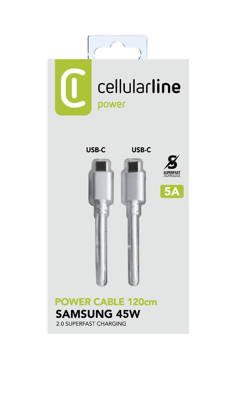 CellularLine ladekabel Samsung 45W USB-C til USB-C 1,2m