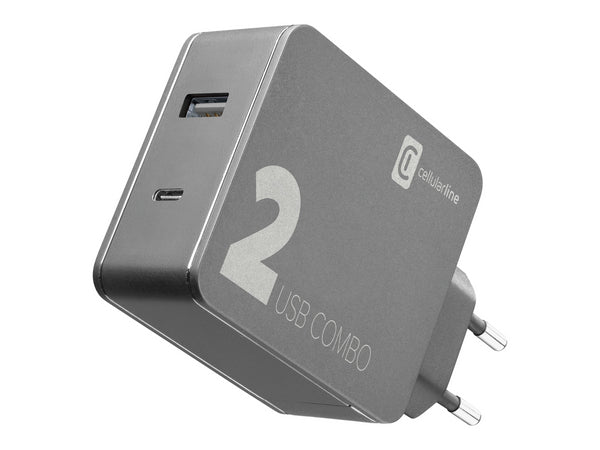 CellularLine 42W Multipower 2 Combo Strømadapter USB-A og USB-C