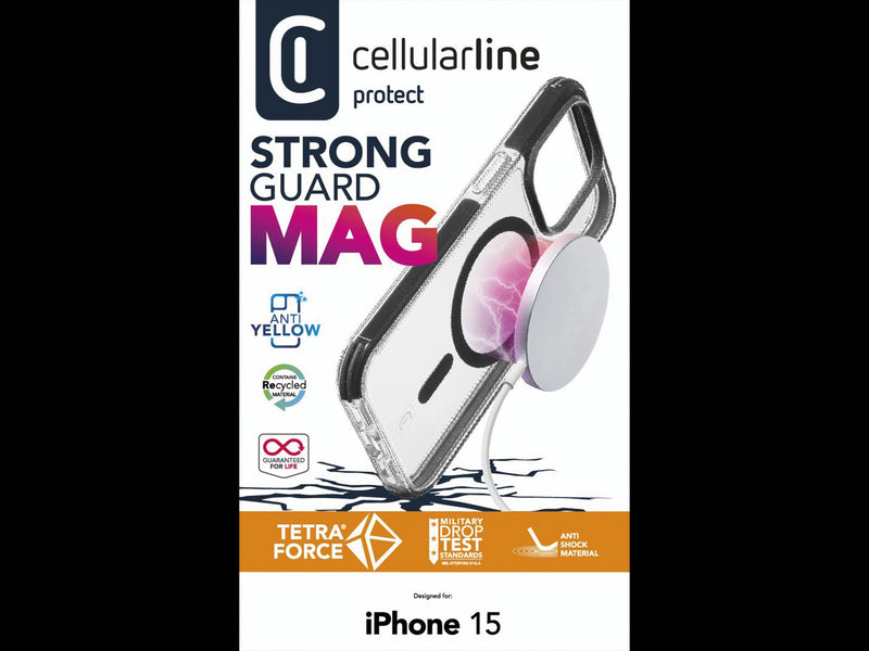 CellularLine Strong Guard deksel iPhone 15 - Gjennomsiktig