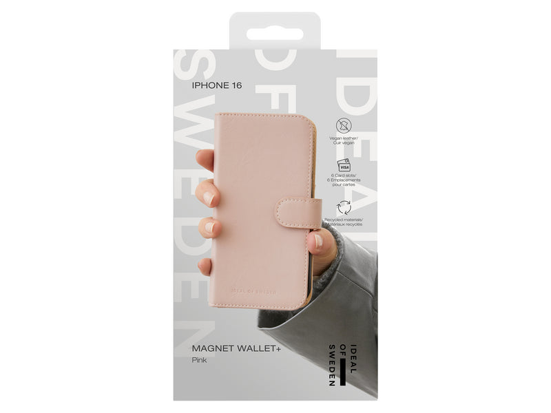 iDeal Magnet+ Lommebokdeksel iPhone 16 - Rosa