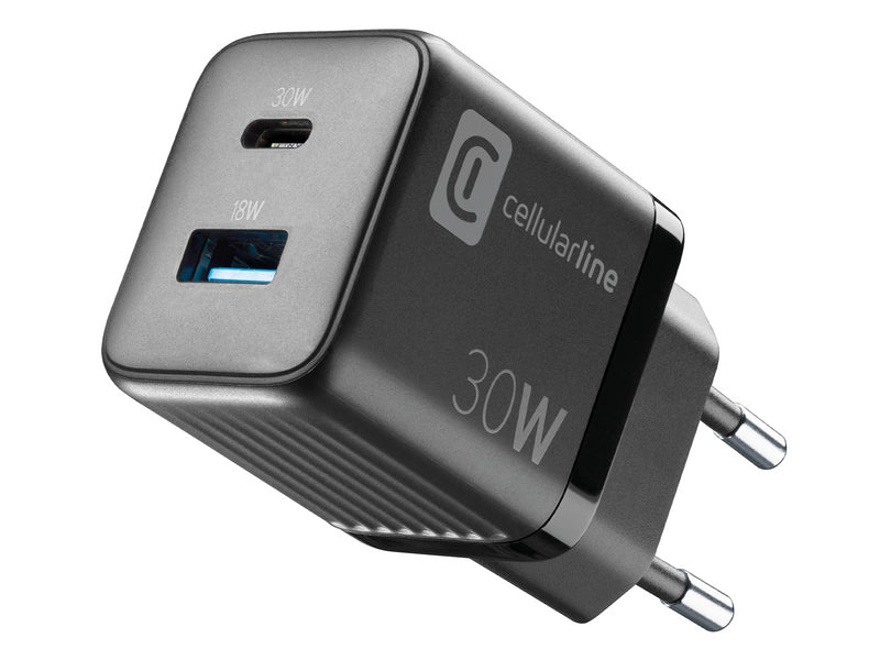 CellularLine 30W Multipower Strømadapter USB-A og USB-C