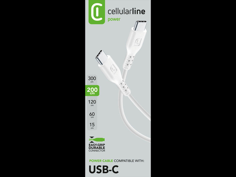 CellularLine ladekabel USB-C til USB-C 2m - Hvit