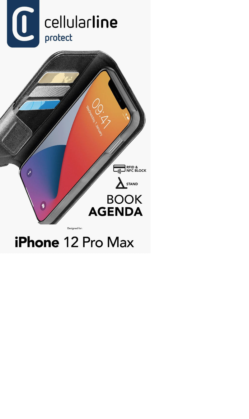 CellularLine Book Agenda Lommebokdeksel iPhone 12 Pro Max - Svart
