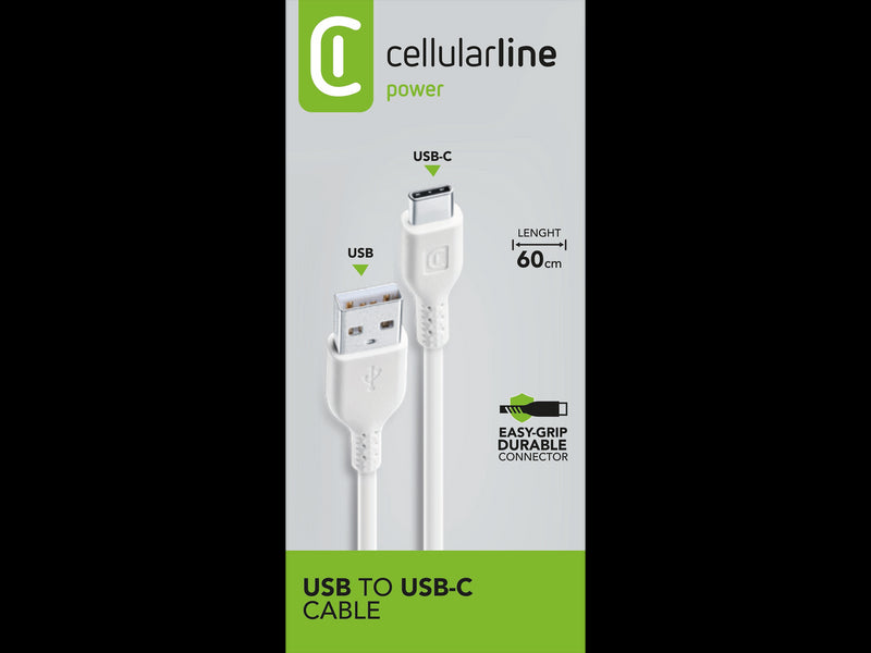 CellularLine ladekabel USB-A til USB-C 0,6m - Hvit