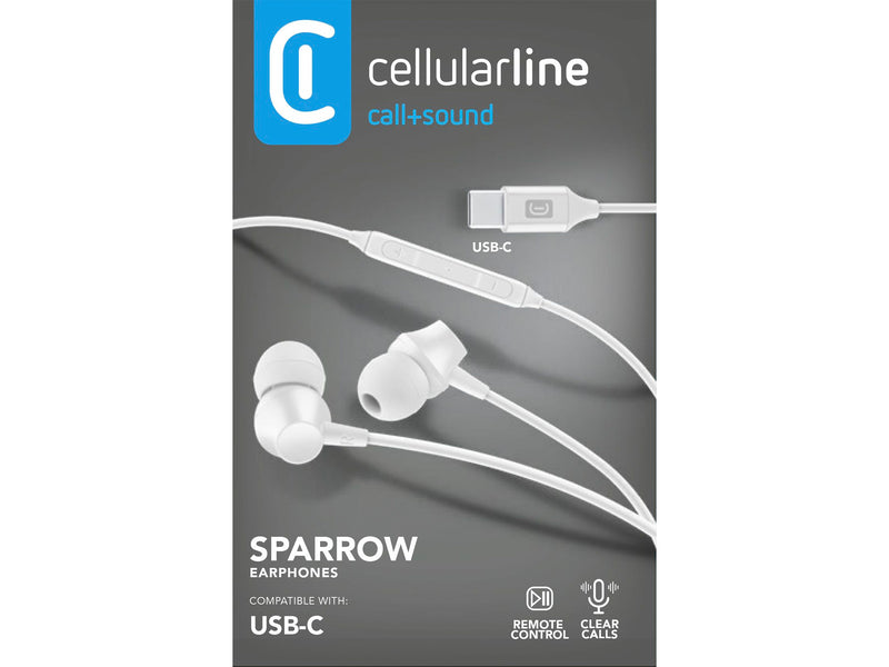 CellularLine Sparrow Ørepropper med USB-C - Hvit