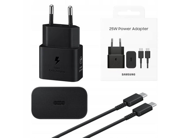 Samsung 25W Strømadapter USB-C m/kabel - Svart