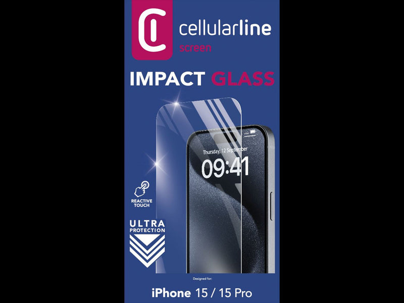 CellularLine Antishock Skjermbeskyttelse iPhone 15/15 Pro