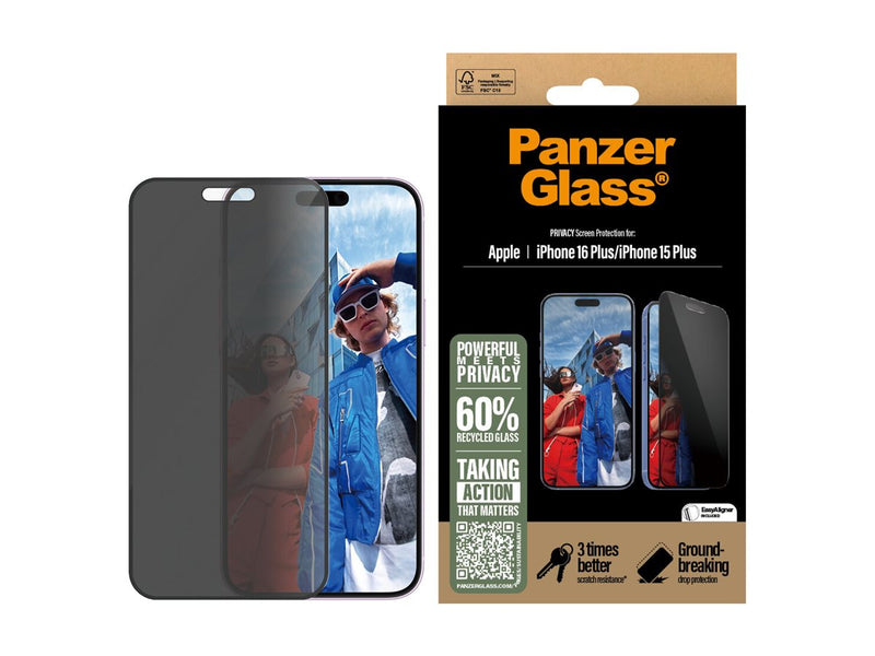 PanzerGlass Privacy Skjermbeskyttelse iPhone 16 Plus