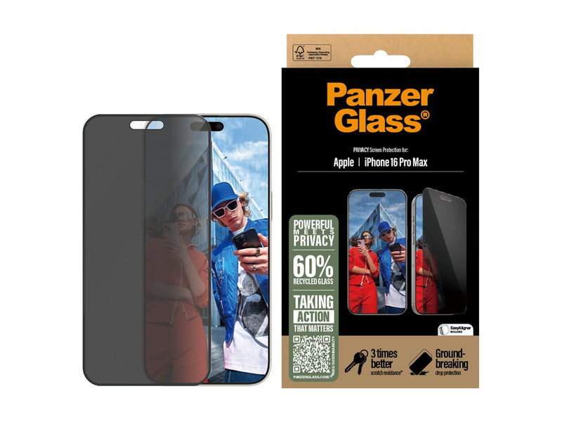 PanzerGlass Privacy Skjermbeskyttelse iPhone 16 Pro Max