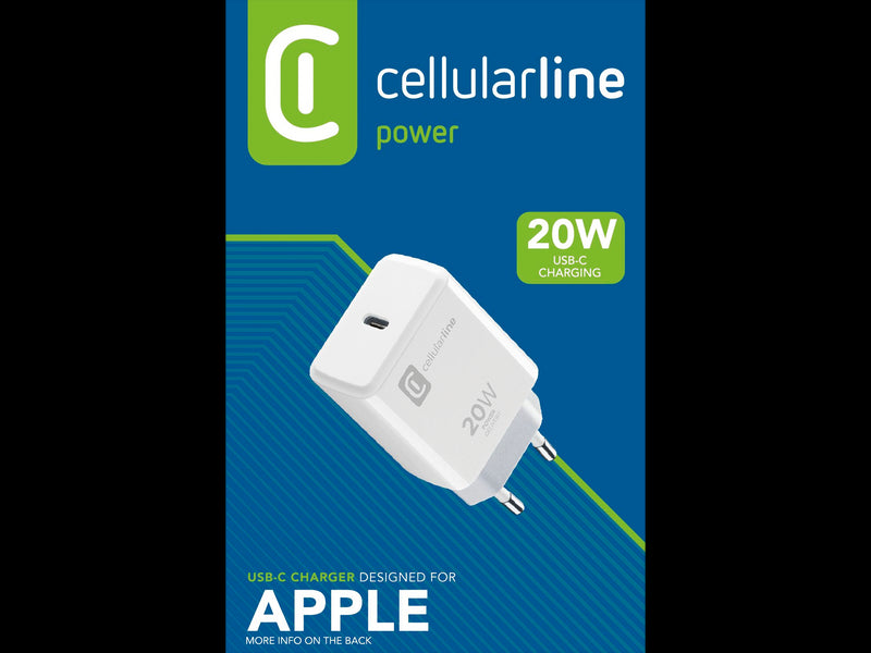 CellularLine 20W Strømadapter Apple USB-C - Hvit