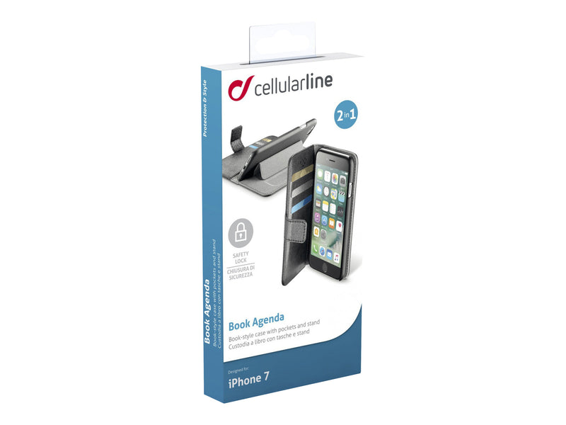 CellularLine Book Agenda Lommebokdeksel iPhone 8/7/6/SE - Svart