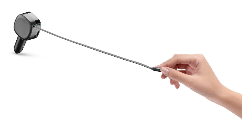 CellularLine 65W Roller Billader USB-C m/uttrekkbar kabel - Svart