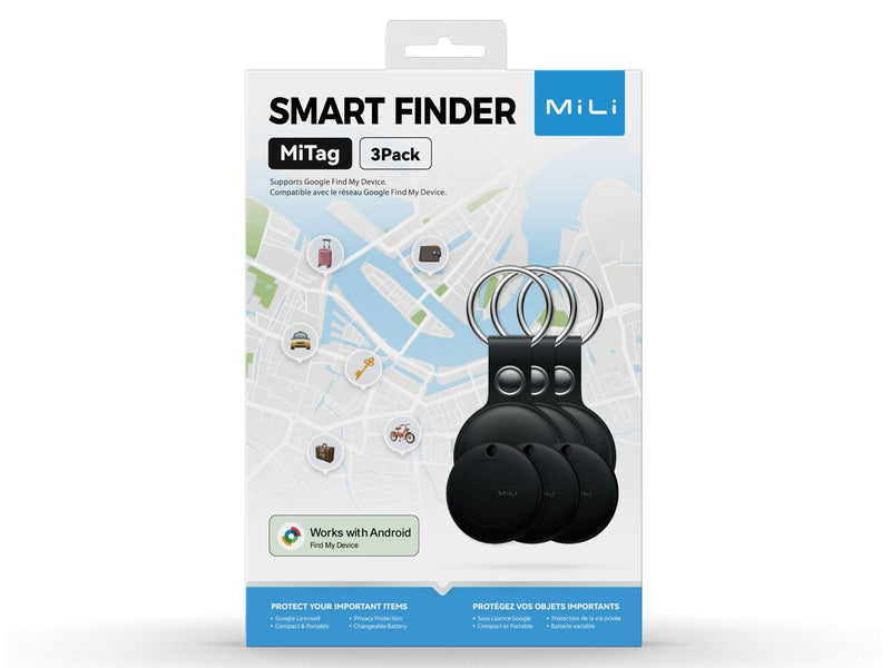 MiLi MiTag Android med Lærdeksel 3pk - Svart