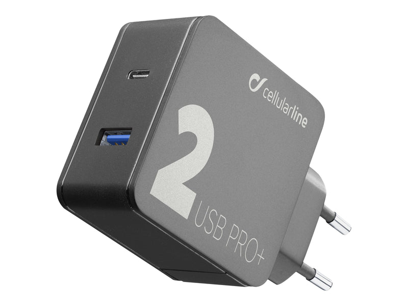 CellularLine 20W Multipower 2 Pro+ Strømadapter USB-A og USB-C