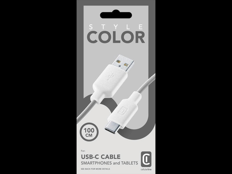 CellularLine ladekabel USB-A til USB-C 1m - Hvit