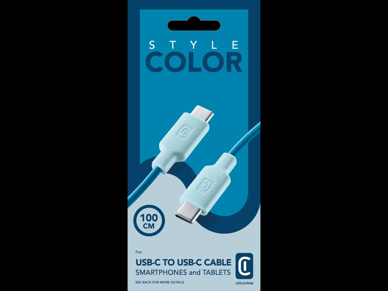 CellularLine ladekabel USB-C til USB-C 1m - Blå