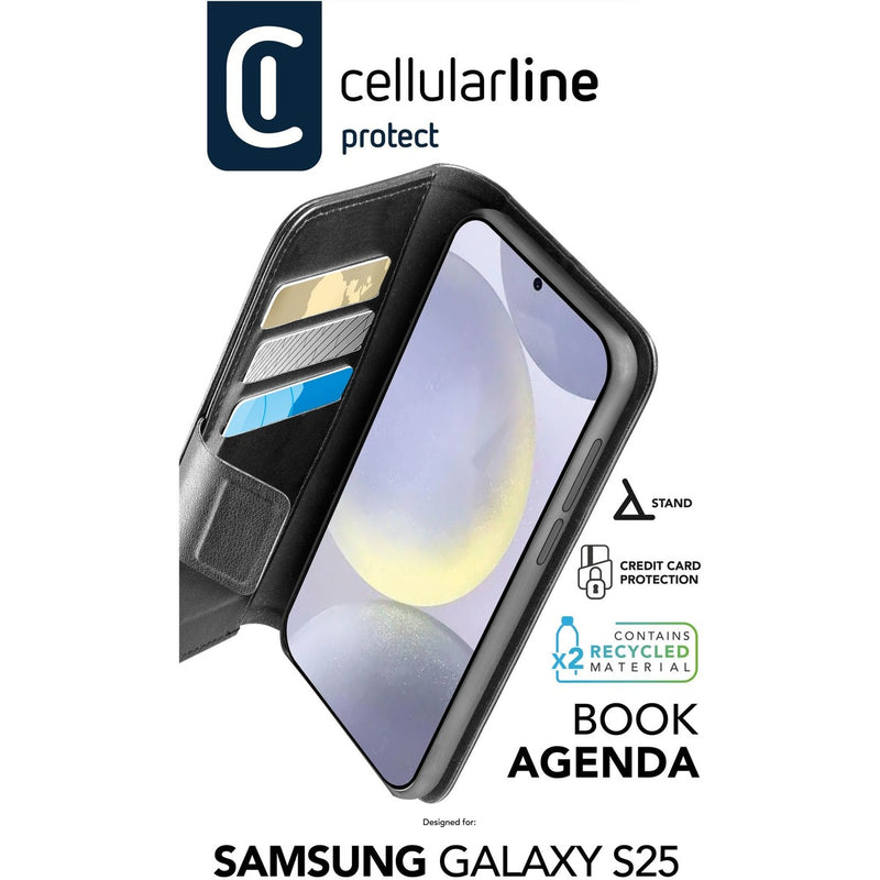 CellularLine Book Agenda 2 Lommebokdeksel Samsung S25 - Svart