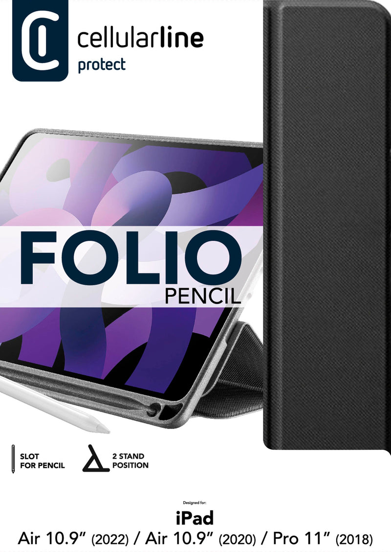 CellularLine Folio Pencil Lommebokdeksel iPad Air 10,9"/Pro 11" - Svart