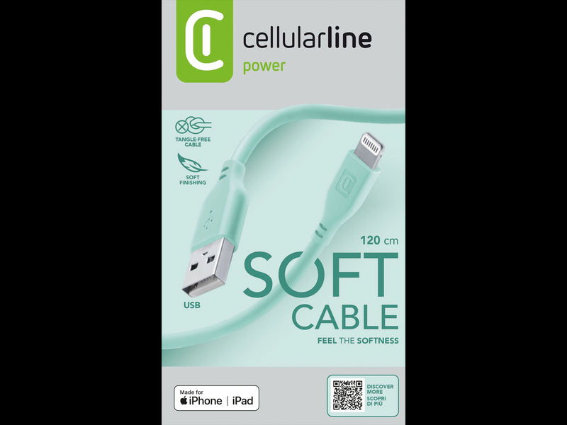 CellularLine ladekabel USB-A til Lightning 1,2m - Grønn