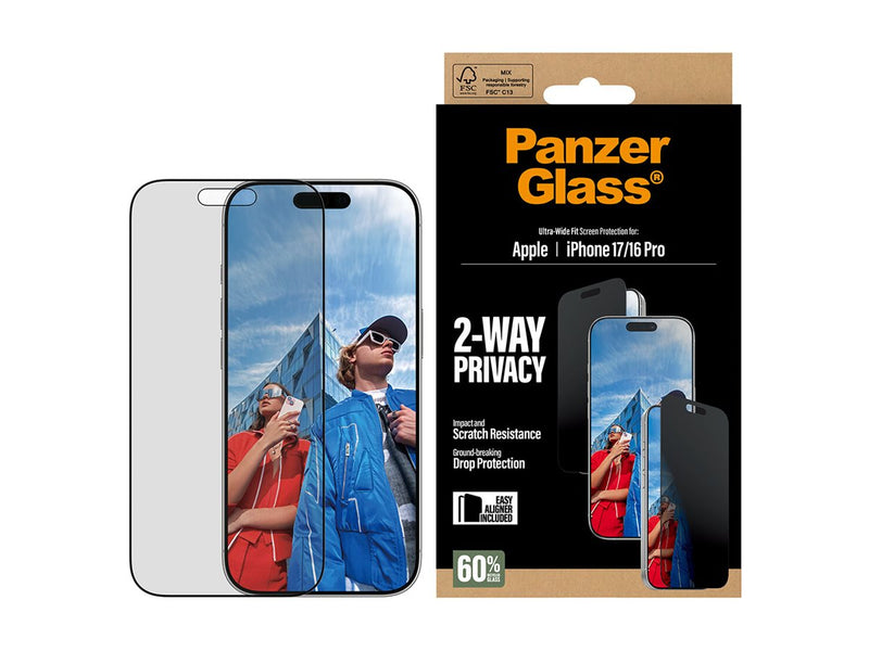 PanzerGlass UWF Privacy Skjermbeskyttelse iPhone 17 Pro/16 Pro