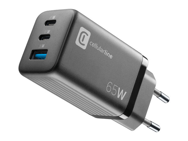 CellularLine 65W Multipower Strømadapter USB-A og USB-C