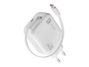 CellularLine 65W Roller Strømadapter USB-C m/uttrekkbar kabel - Hvit