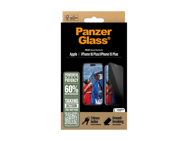 PanzerGlass Privacy Skjermbeskyttelse iPhone 16 Plus