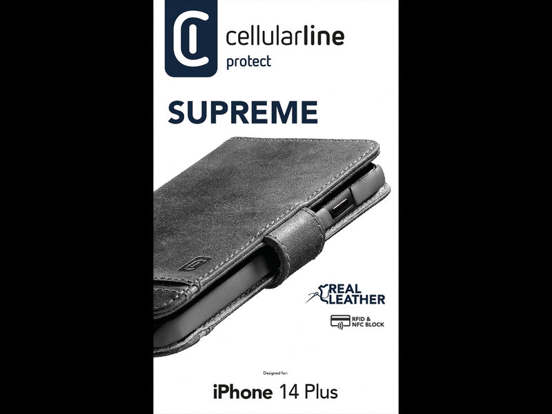 CellularLine Supreme Lommebokdeksel iPhone 14 Plus - Svart