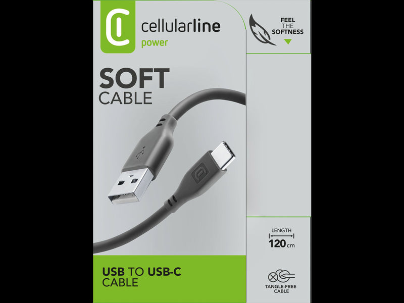 CellularLine ladekabel USB-A til USB-C 1,2m - Grå