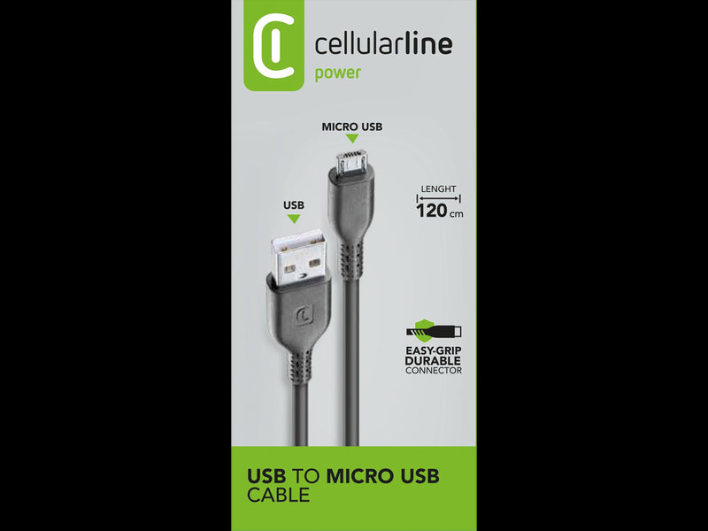 CellularLine ladekabel USB-A til Micro-USB 1,2m - Svart