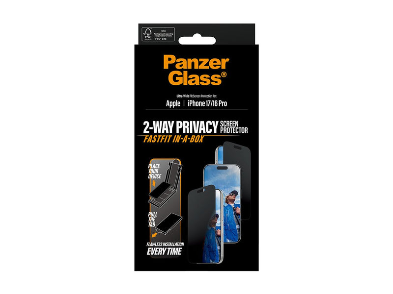 PanzerGlass Privacy FastFit Skjermbeskyttelse iPhone 17/16 Pro