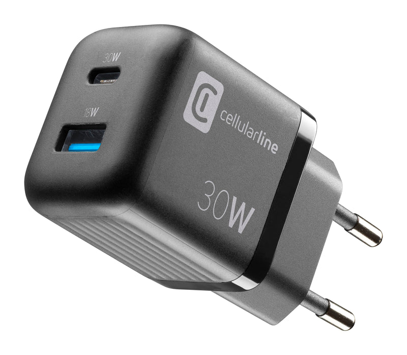 CellularLine 30W Multipower Strømadapter USB-A og USB-C