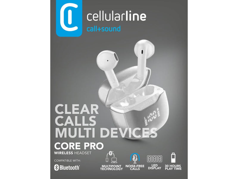 CellularLine Core Pro TWS Trådløse Ørepropper - Hvit