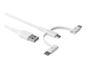 dbramante 3in1 ladekabel USB-A til USB-C/USB-A 1m - Hvit