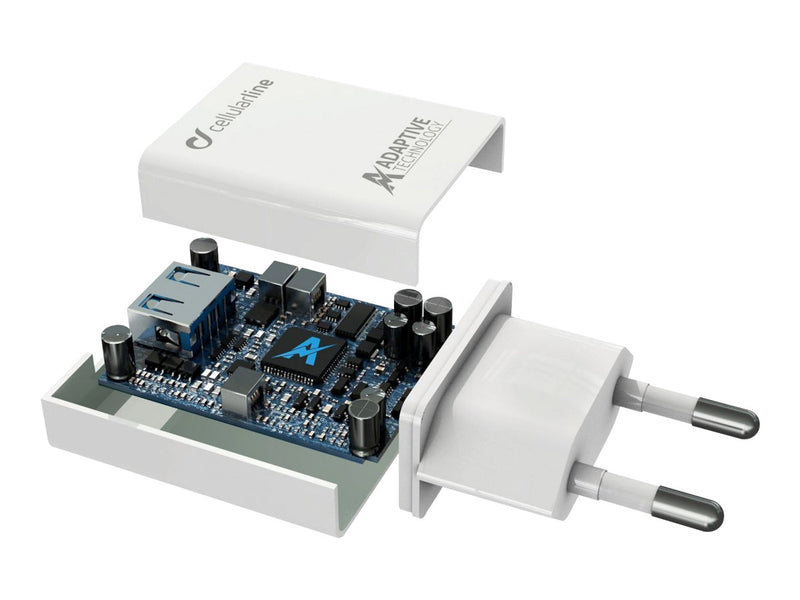 CellularLine 15W Strømadapter Micro-USB m/kabel - Hvit