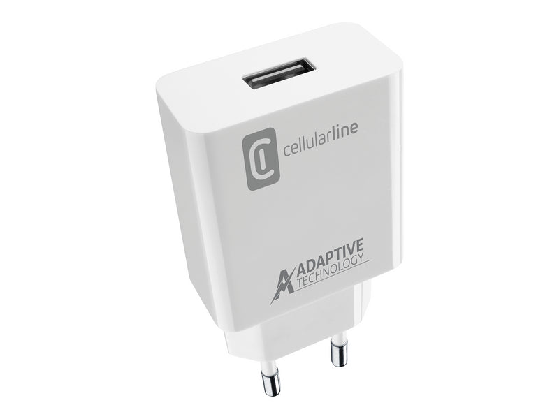 CellularLine 15W Strømadapter USB-C m/kabel - Hvit