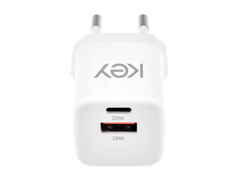 KEY 20W Duo Strømadapter USB-A og USB-C