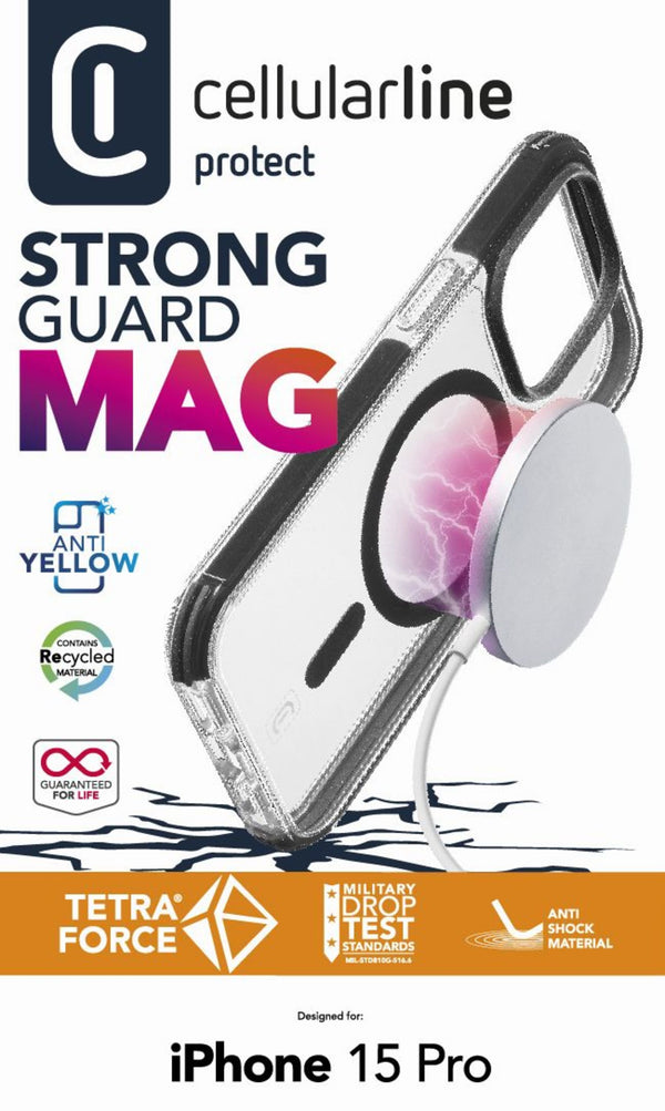 CellularLine Strong Guard deksel iPhone 15 - Gjennomsiktig
