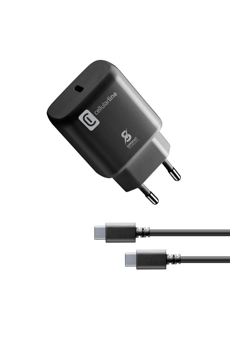 CellularLine 25W Strømadapter Samsung m/kabel USB-C til USB-C