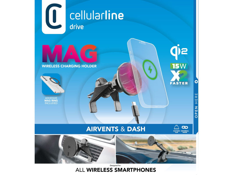 CellularLine Mobilholder til bil med Qi2/Magsafe lader