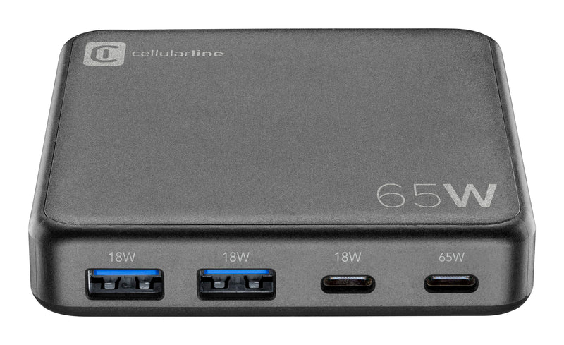 CellularLine 65W Multipower Stømadapter USB-A og USB-C