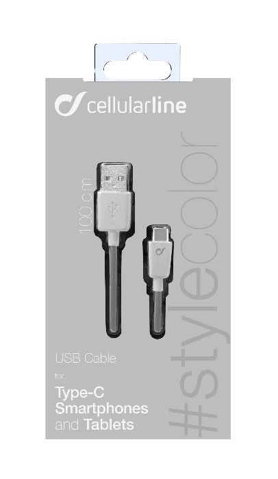 CellularLine ladekabel USB-A til USB-C 1m - Hvit