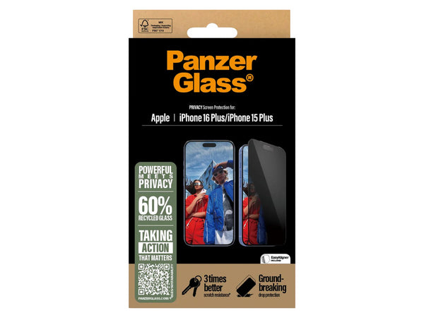 PanzerGlass Privacy Skjermbeskyttelse iPhone 16 Plus