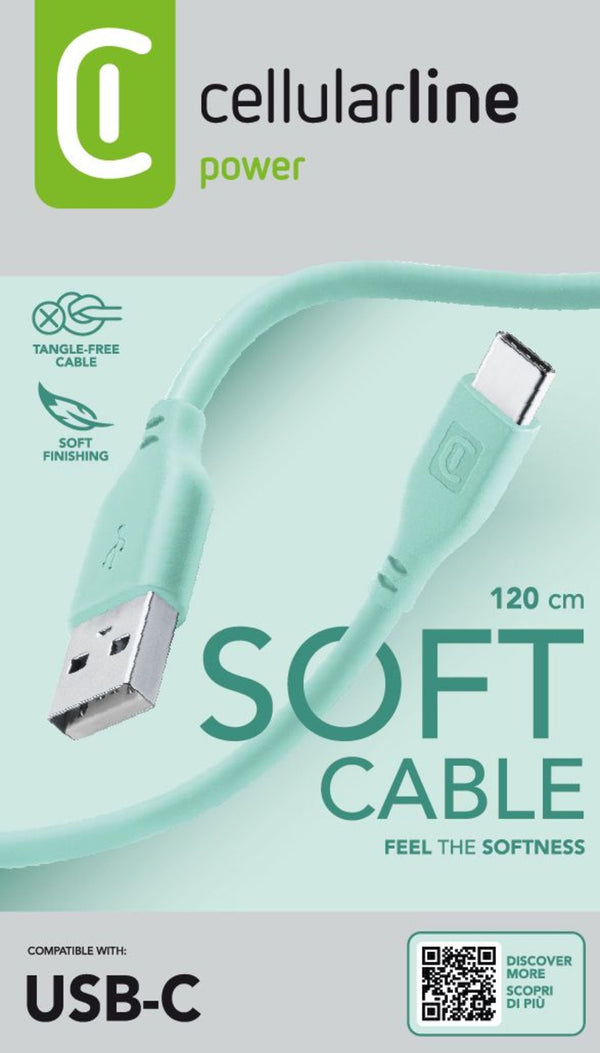 CellularLine ladekabel USB-A til USB-C 1,2m - Grønn