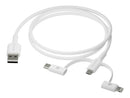 dbramante 3in1 ladekabel USB-A til USB-C/USB-A 1m - Hvit
