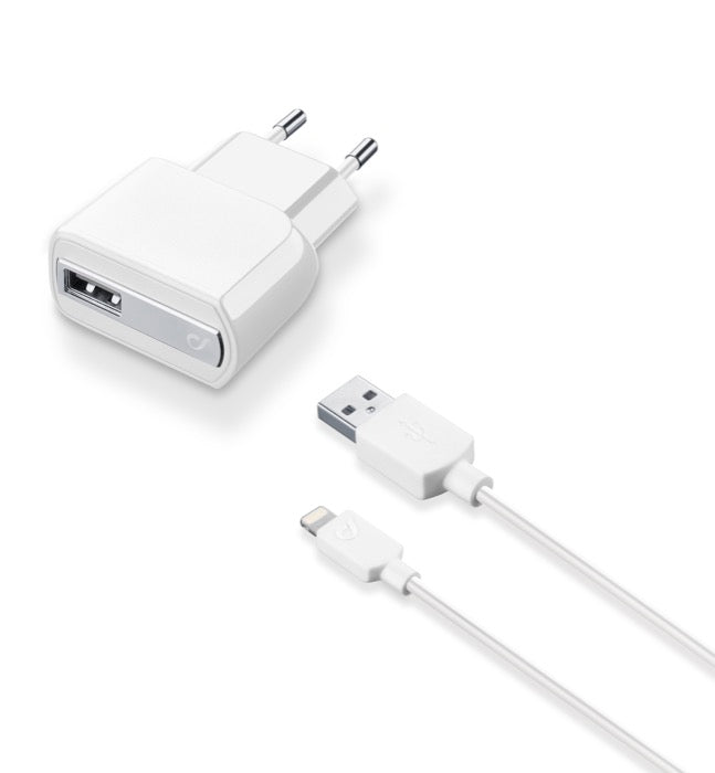 CellularLine 12W Strømadapter m/kabel USB-A til Lightning