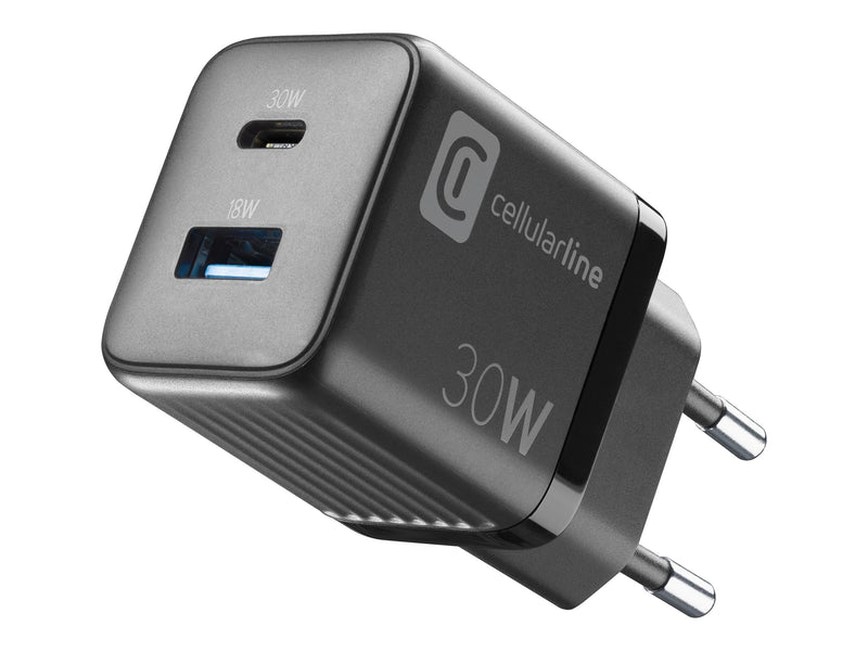 CellularLine 30W Multipower Strømadapter USB-A og USB-C