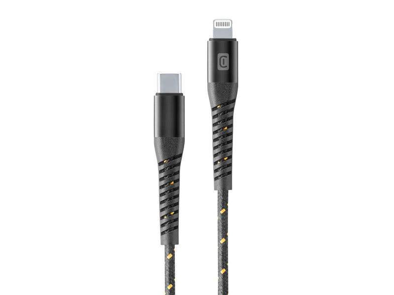 CellularLine Tetra Force ladekabel USB-C til Lightning 1,2m - Svart