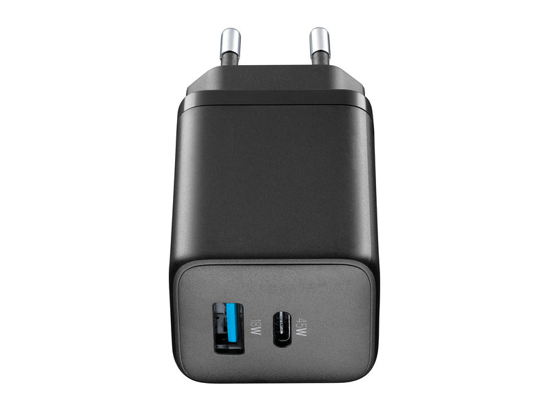 CellularLine 45W GaN Multpower Micro Strømadapter USB-A og USB-C